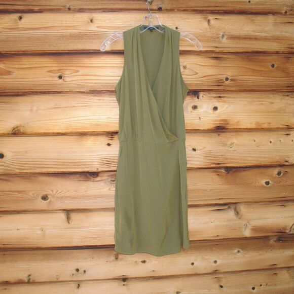 Tibi Olive Silk Faux Wrap Dress - Picture 3 of 9